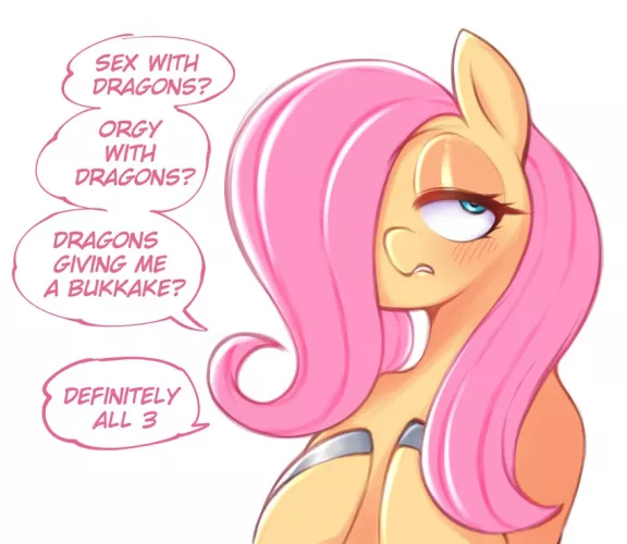 Wow, Fluttershy really loves dragons (art by saltyxodium)