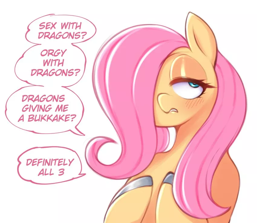 Wow, Fluttershy really loves dragons (art by saltyxodium)