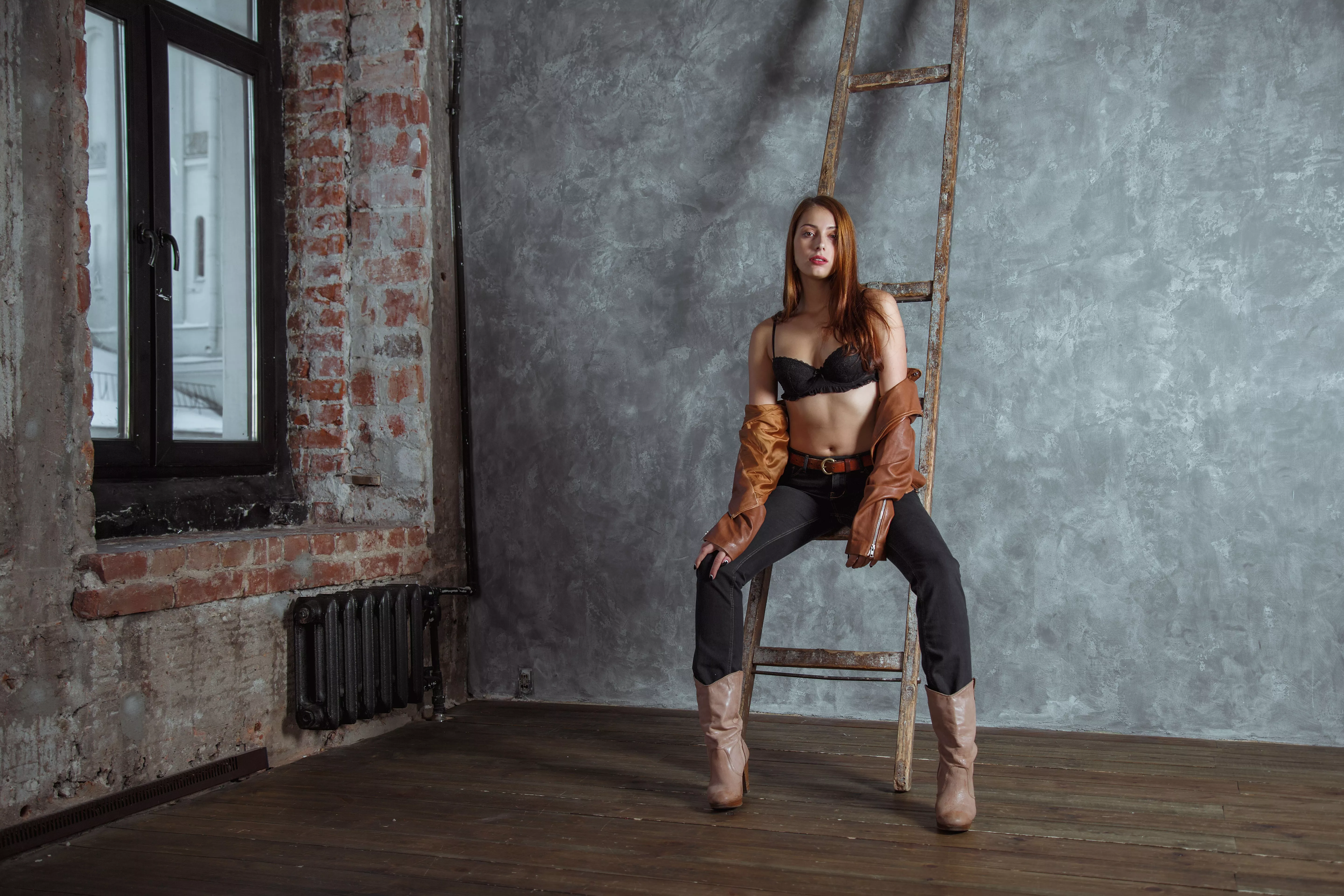 sat down on the stairs