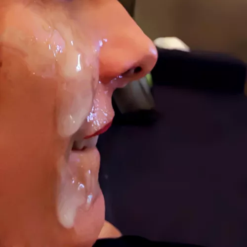Watching Netflix after a big facial eating popcorn and cum.