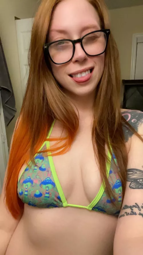 bought this cute new bikini at work just for the top 😍 i love it! 🍄