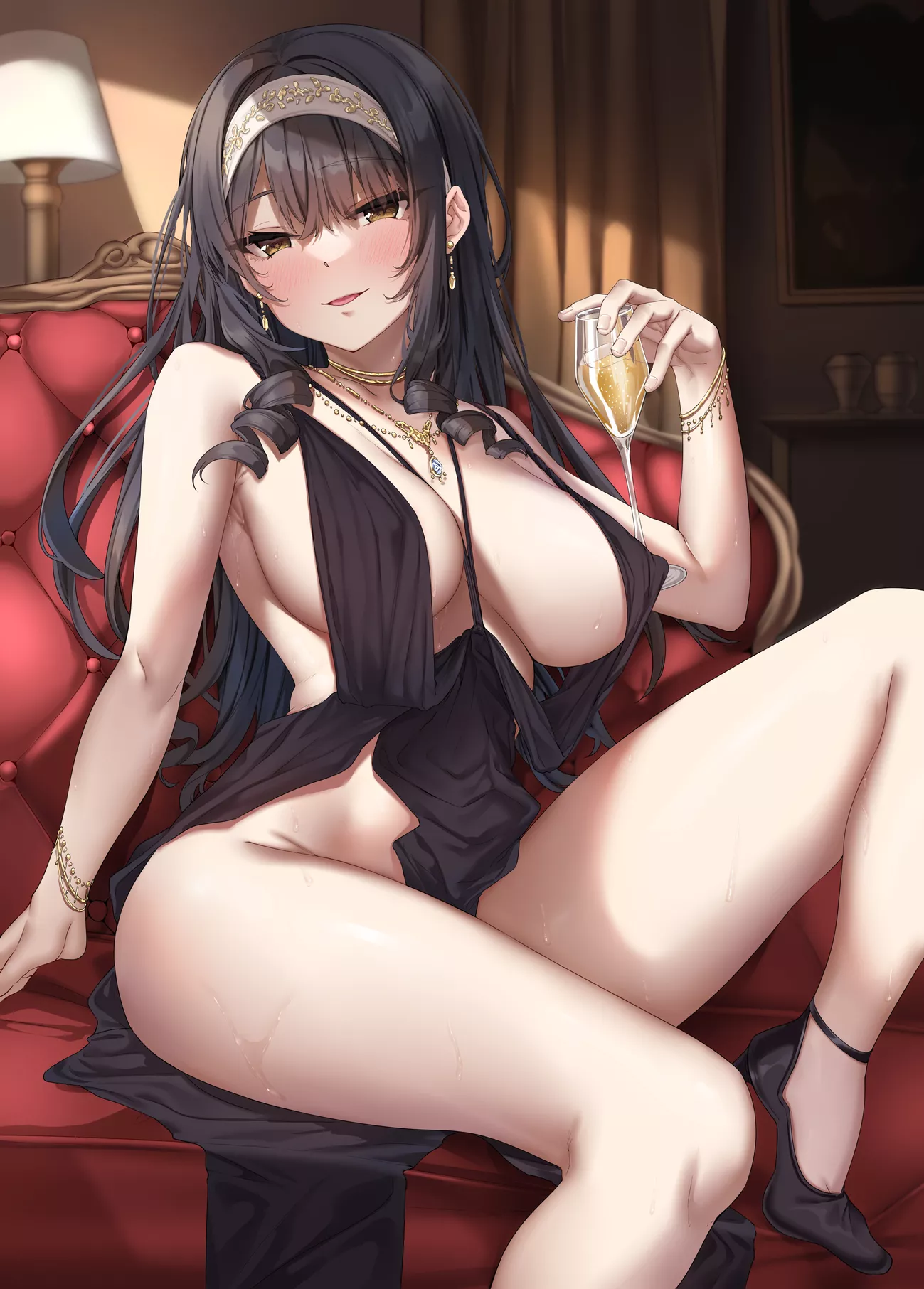 Kuroba Natsukawa appreciating some wine (Jack Dempa) [Artist's OC]