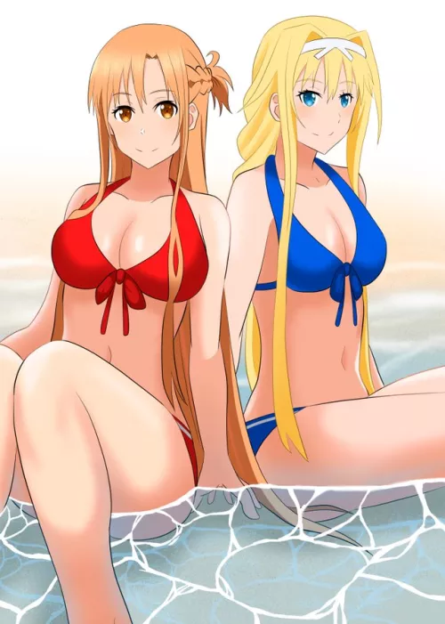 Asuna And Alice In Bikinis (Sword Art Online)