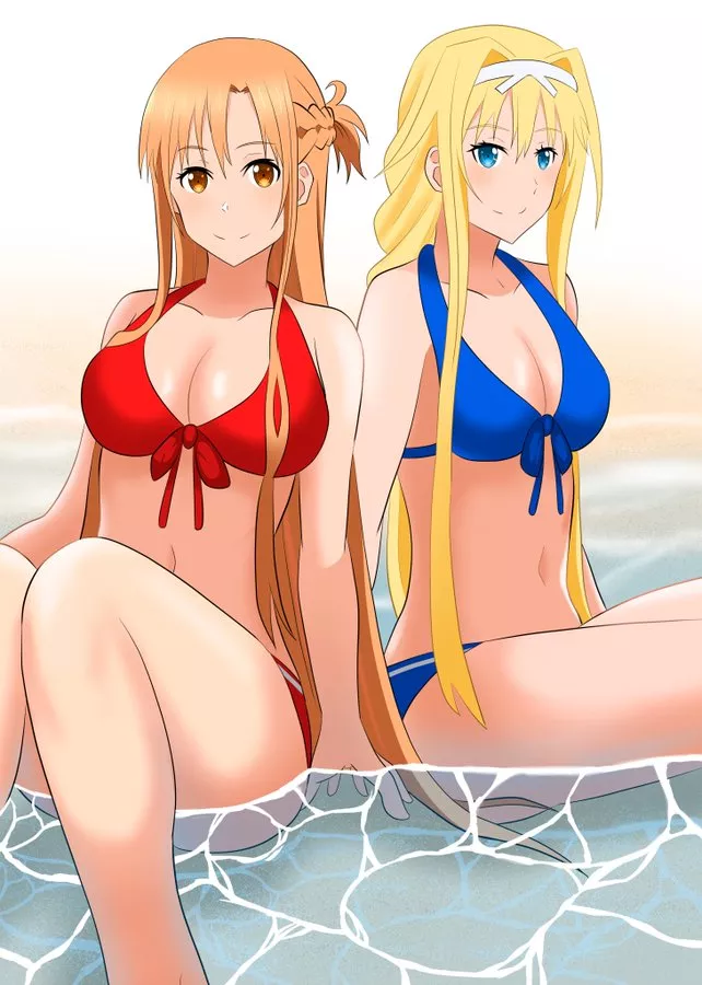 Asuna And Alice In Bikinis (Sword Art Online)
