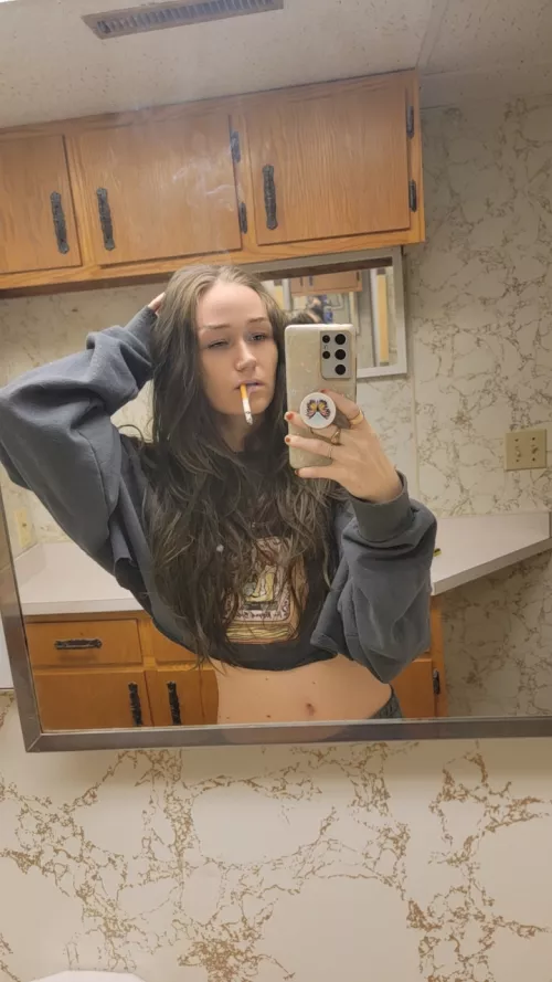 Basement cig cus it's too cold outside