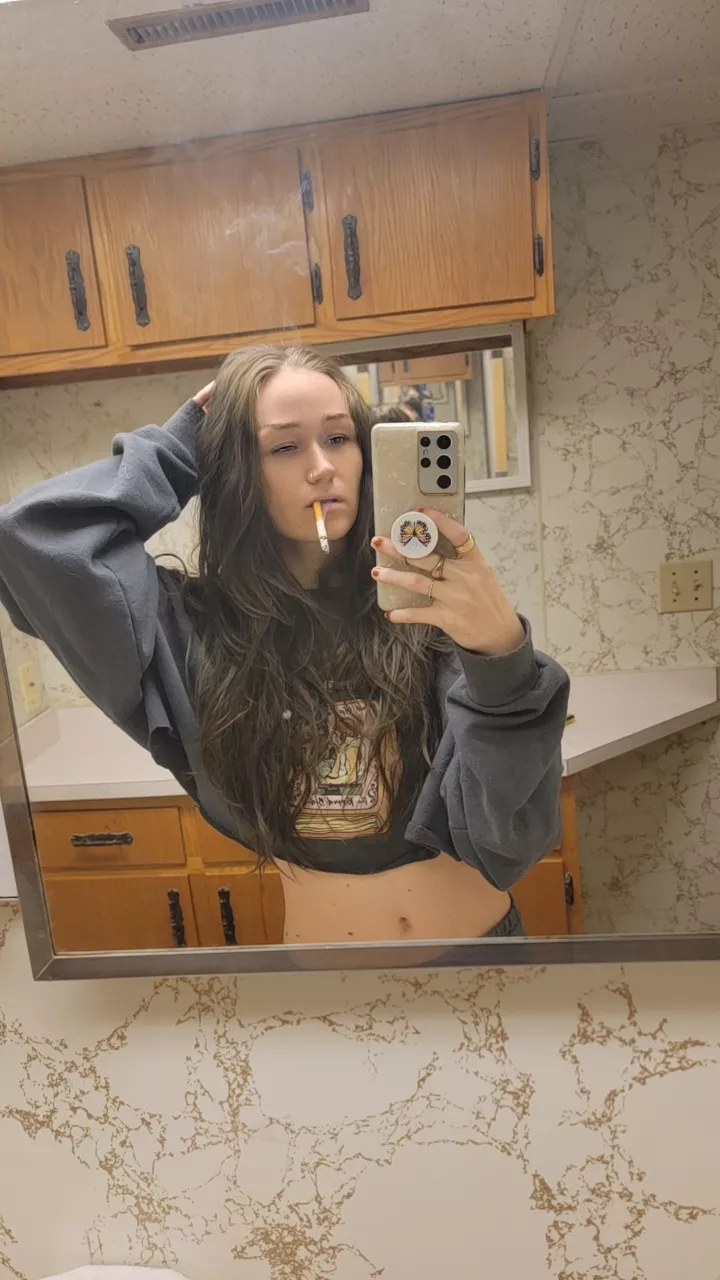 Basement cig cus it's too cold outside