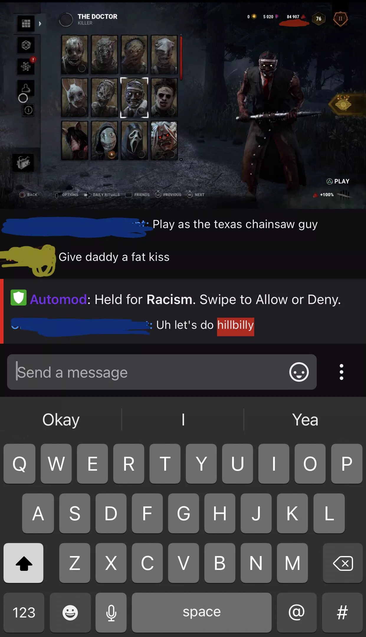 Is there any specific reason this would be held? Is it a slur? Is it a bug? Please help lol