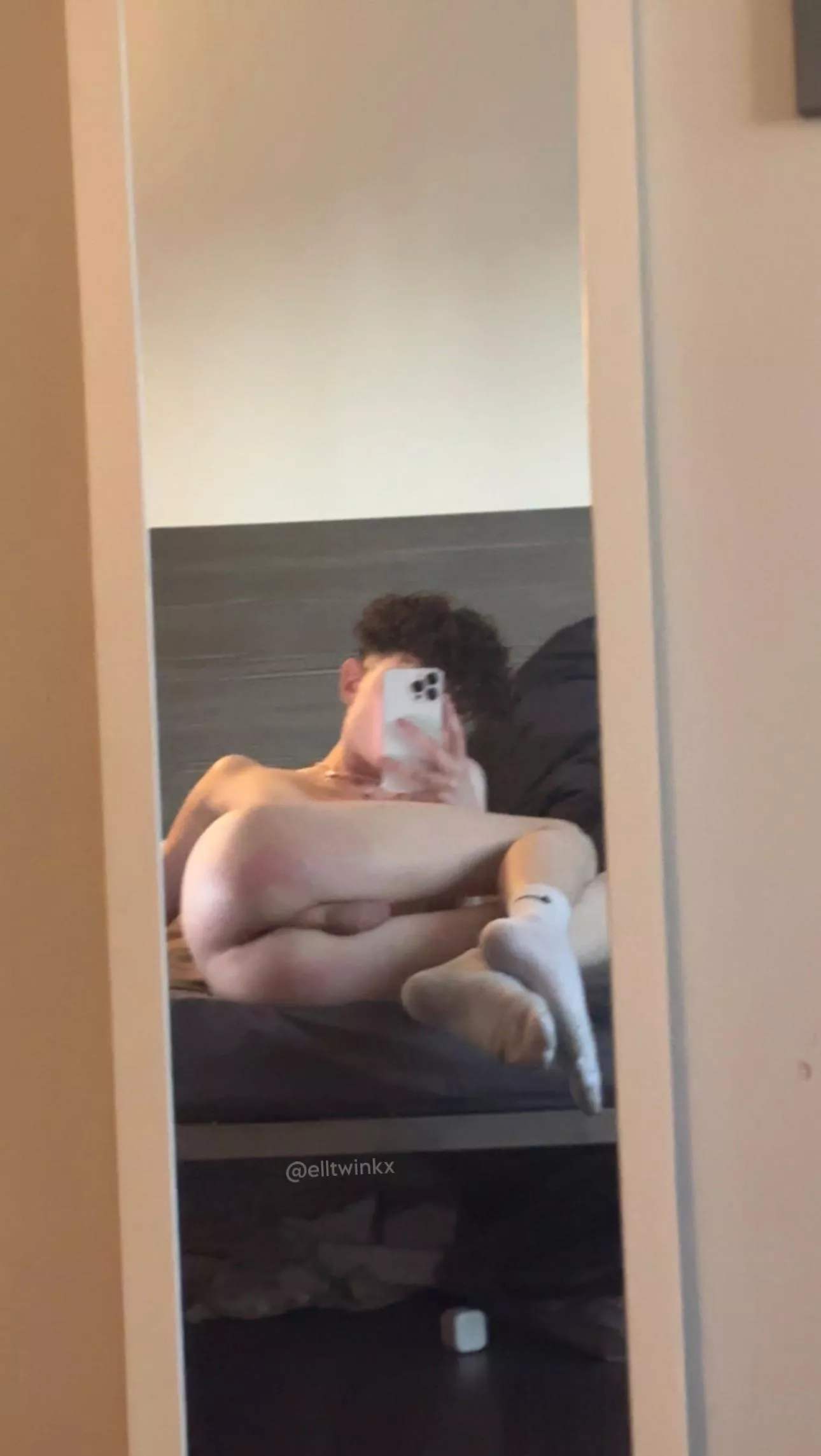 laying on my bed with my twink hole out