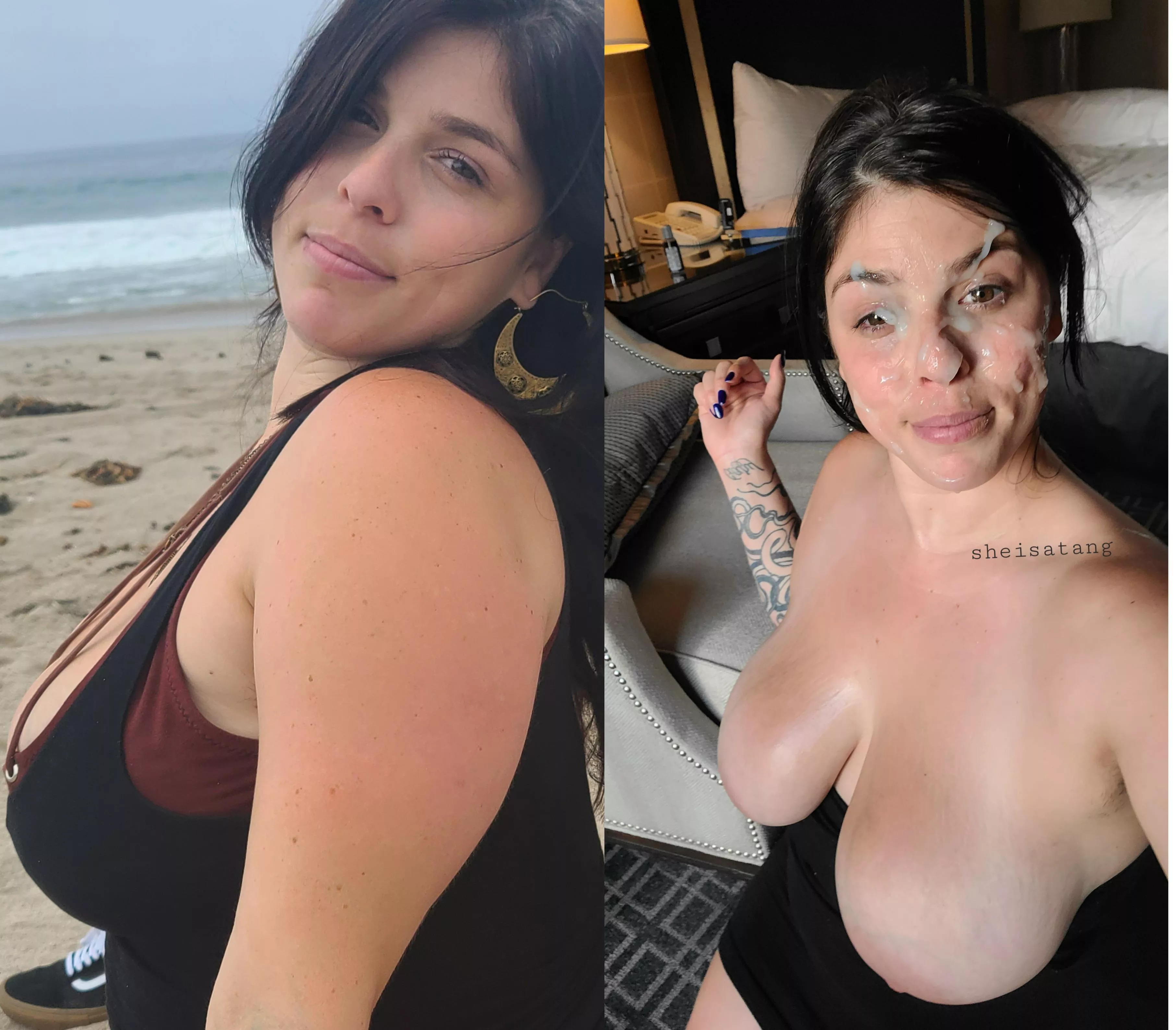 Me at the beach vs the hotel room 💦💦
