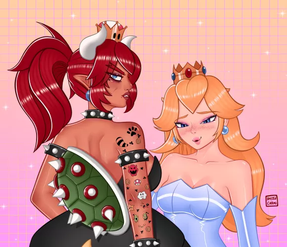 My drawing of Bowsette and Peaches!