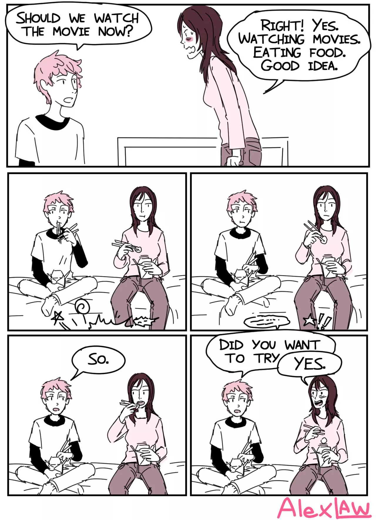 When you’re both too shy to initiate something you’ve been discussing trying