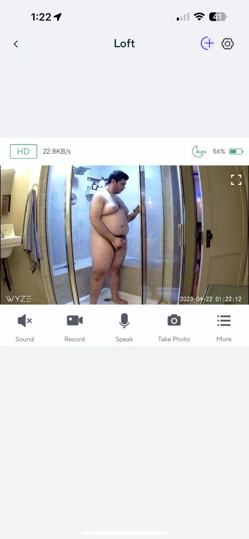 [26] Log into my security camera and watch me jerk off in the shower and talk to me through the cam