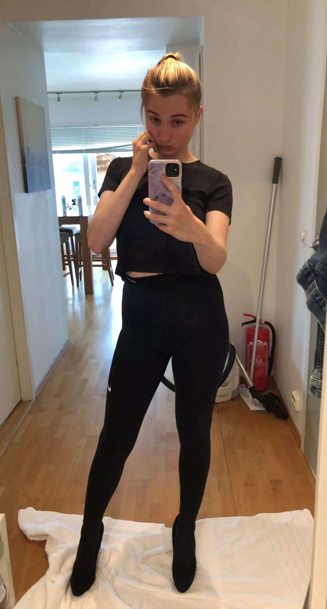 Life as a cute sissy is fun I wonder how many men wish they were the towel I’m standing on