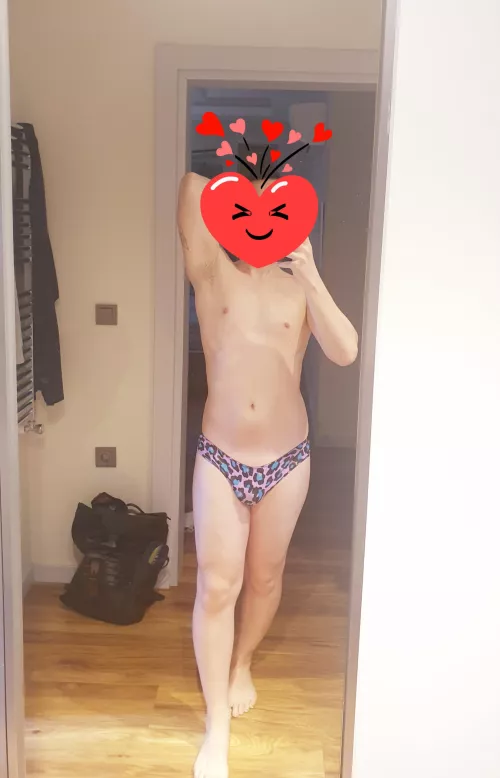 One of my fav kink is to wear my ex gf's panties, how does it look ? 😍