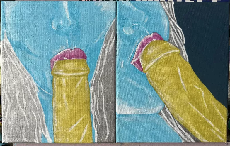 Self portraits. Acrylic on 8x10 canvases