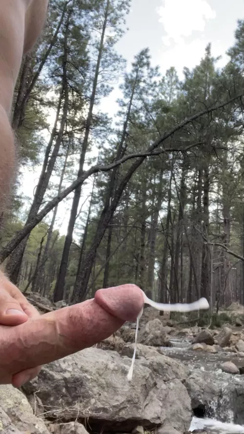 Milking myself in the woods