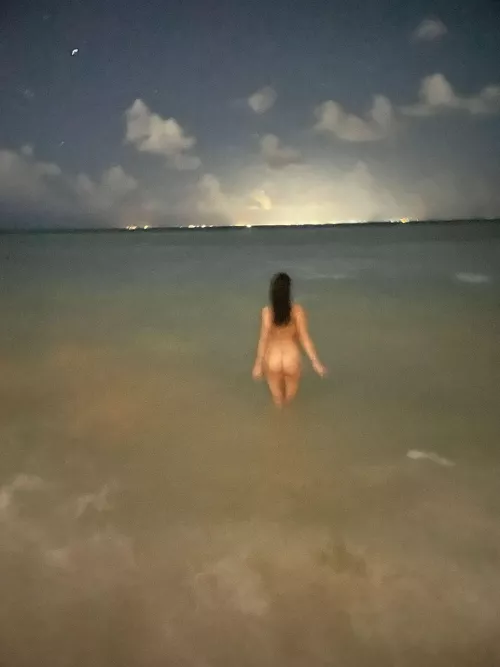 Ocean dip under a new moon.