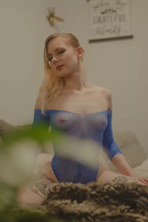This blue bodysuit doesn't leave a ton to the imagination