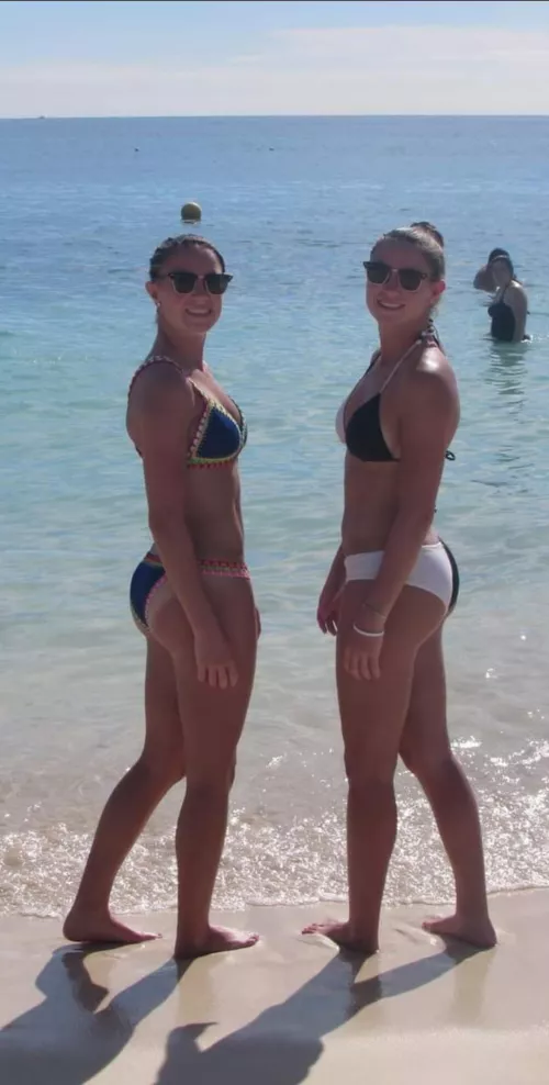 Twin college girls in their bathing suits (1 of 2)
