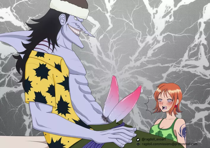 Nami discovering that sharkmen have two cocks (fanart) (ragdoll)