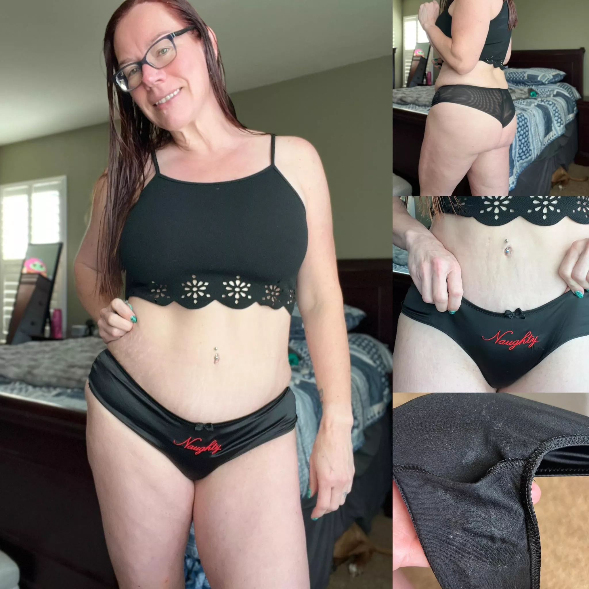 Naughty panties. :) black satin front, mesh back, already dirty gusset. Fet friendly. Add ons available… let’s get these awesome panties to you asap. See pinned menu or dm for more info [usa][selling]$30