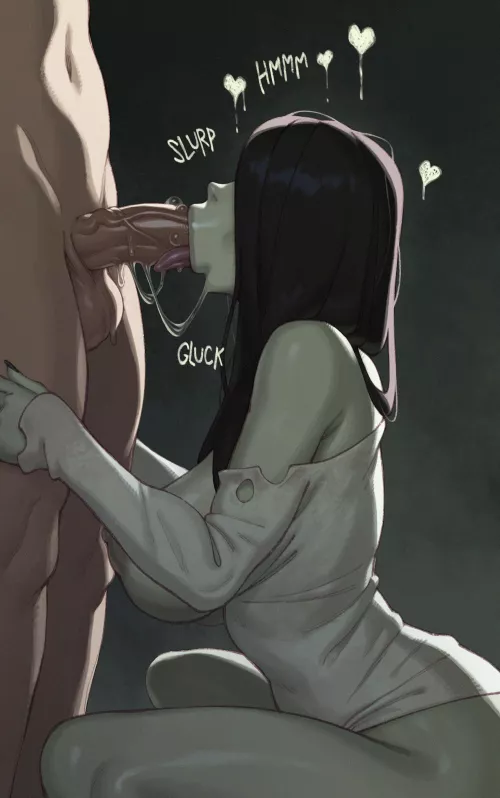Sadako spooky blowjob (rizdraws) [The Ring]