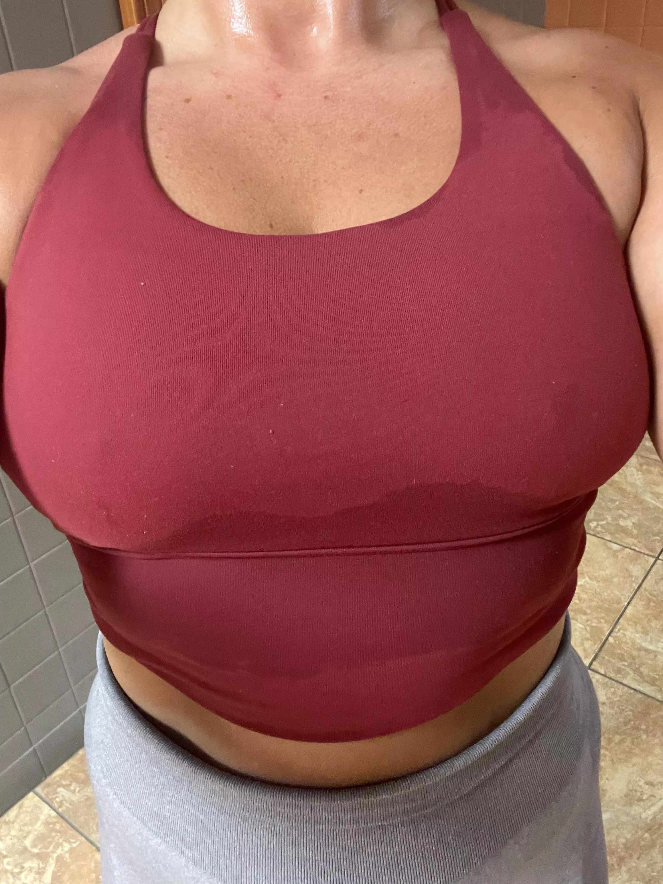 Sports bra is soaked
