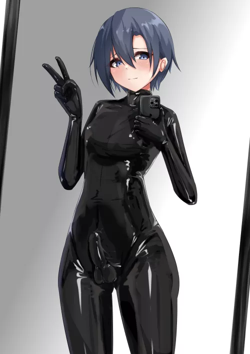 Taking a selfie wearing a rubber suit (Hiuyec ) [Original]