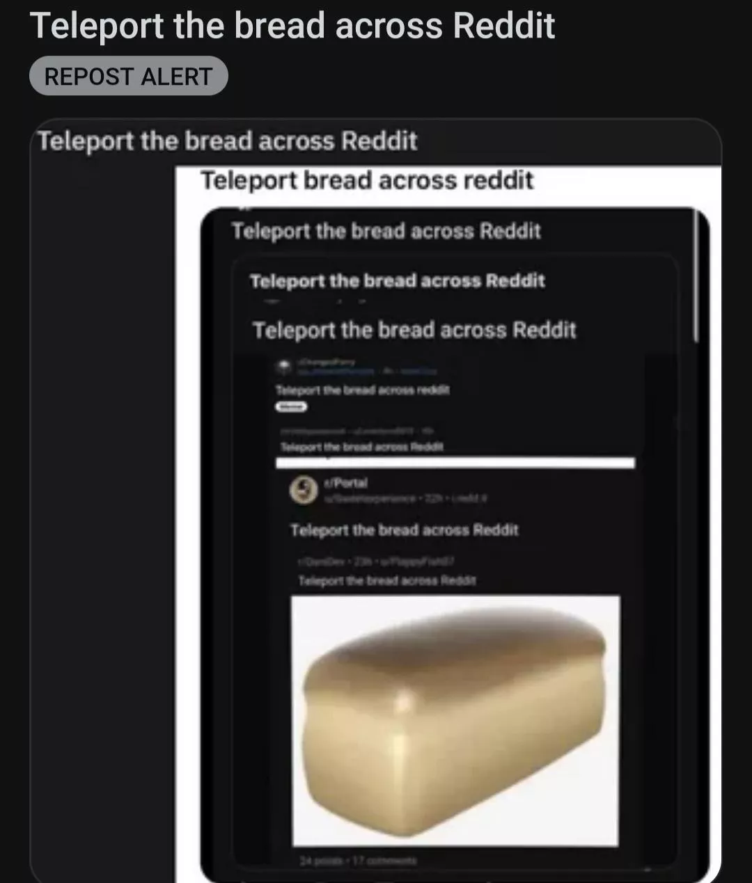 Teleport the bread across Reddit