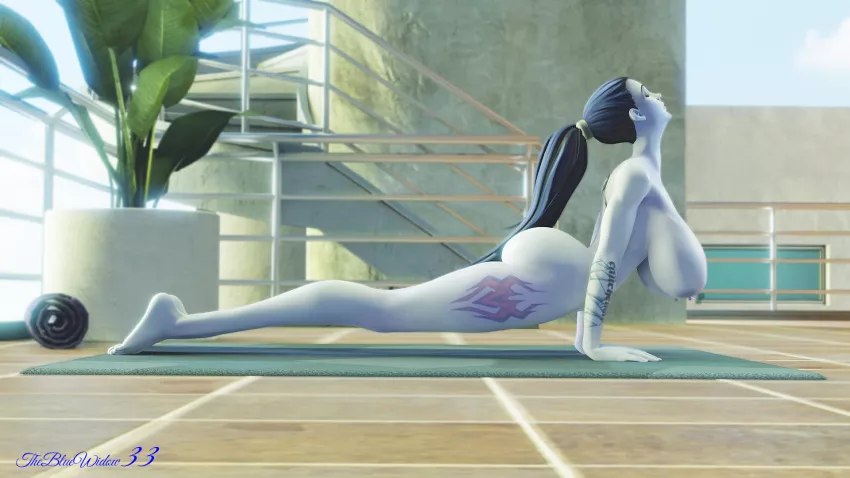 Widowmaker is enjoying yoga (the blue widow33)