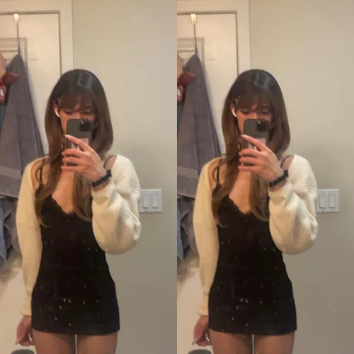 hoping my dress can distract you from looking at my dirty mirror