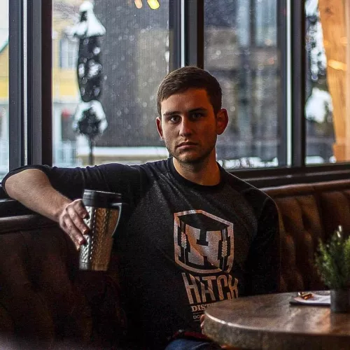 Straight-faced self-portrait.