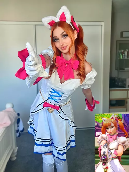White Cat DVA Costest! Way too big so need to get it tailored but it’s cute <3 (StewpidSenpai) [Overwatch]