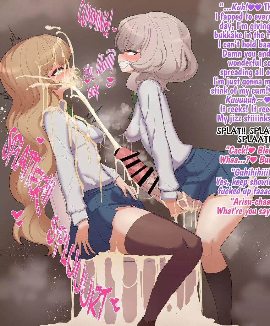 cum shot on her girlfriend's face (Futanari JK's Mating Room)