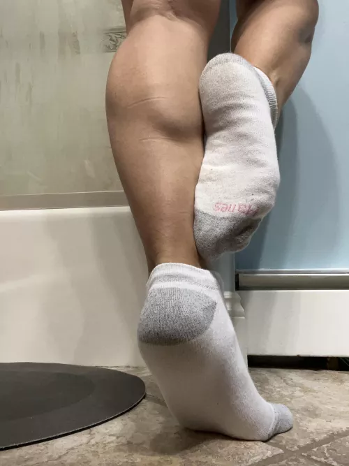 Shower time, socks come off last [f]
