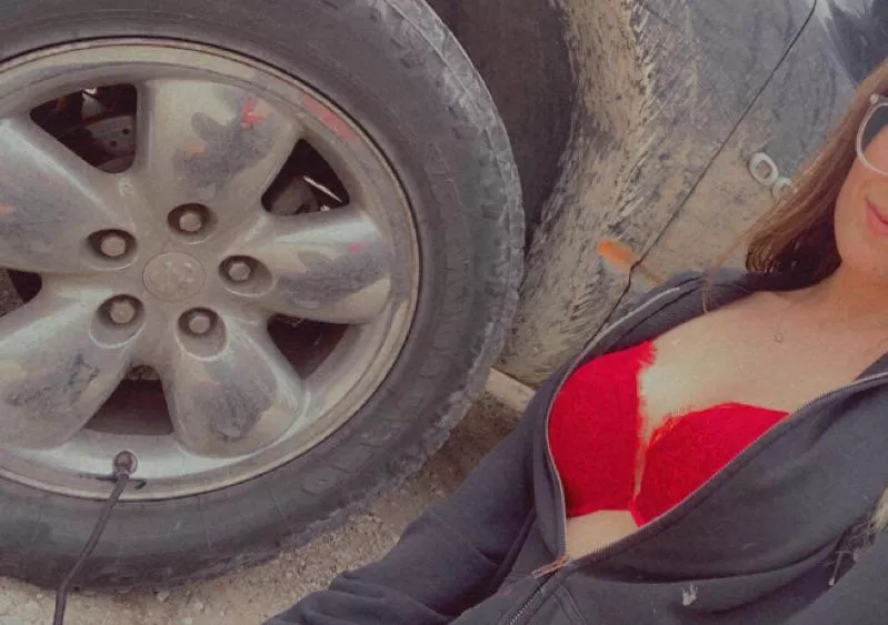 Get you a girl that knows how to fill up a tire and looks good while doing it 😉