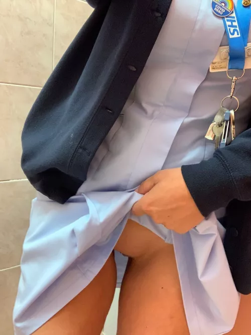 No panties at work today ….. naughty nurse Lola x