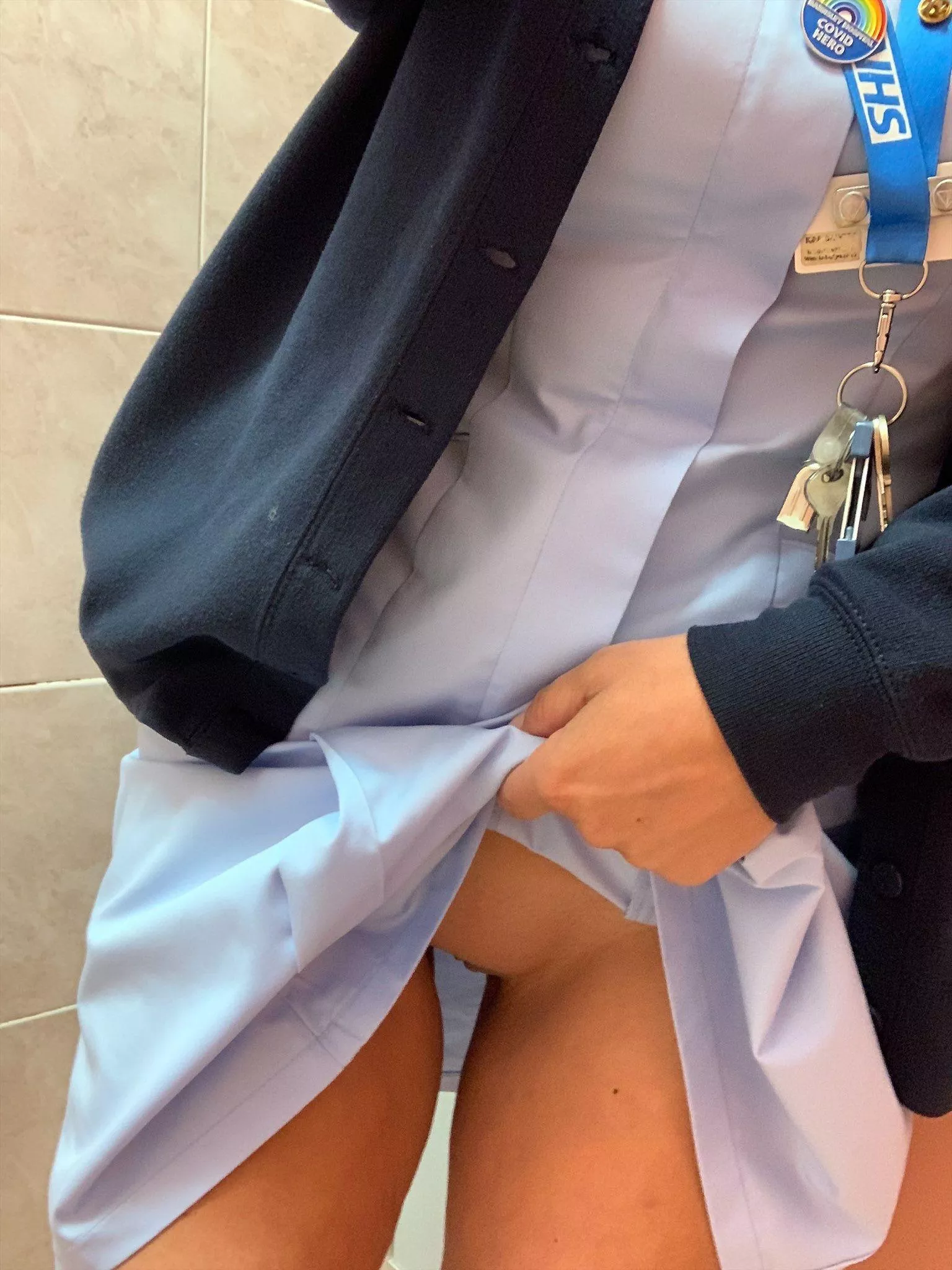 No panties at work today ….. naughty nurse Lola x