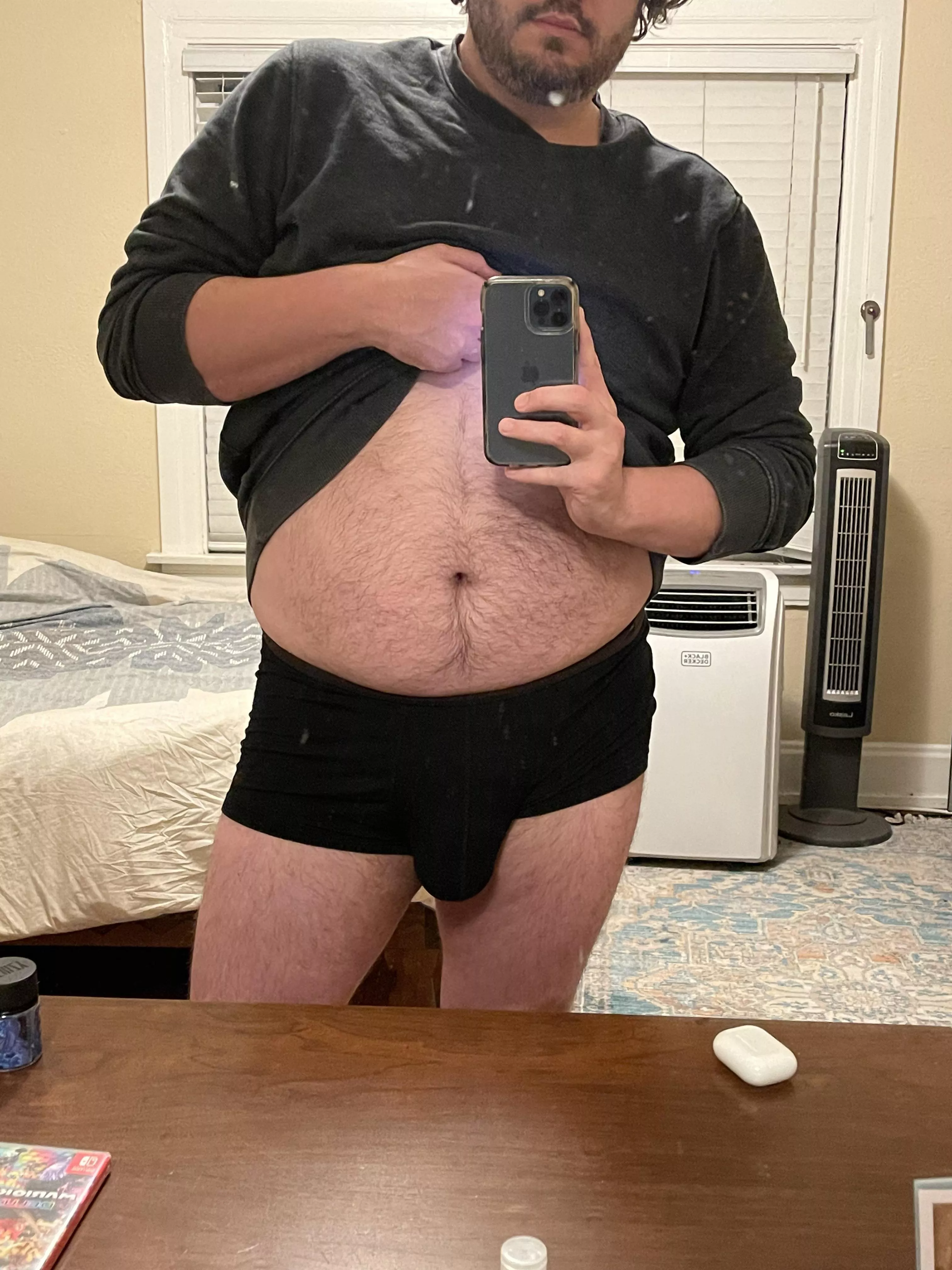 Was heading to bed and caught my bulge in the mirror and needed to document.