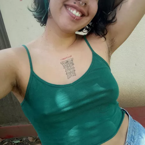 always braless and hairy