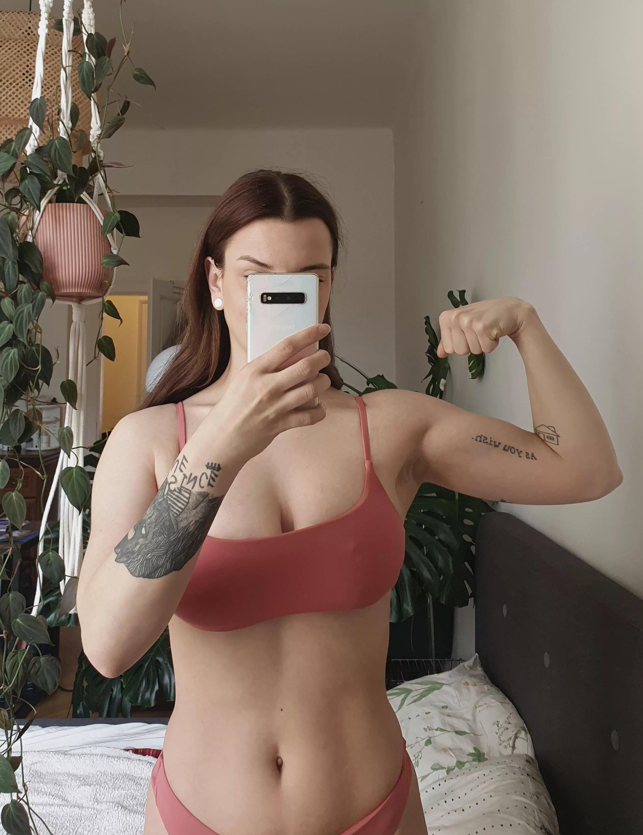 (F) Headed to gym, guess what I'll hit today