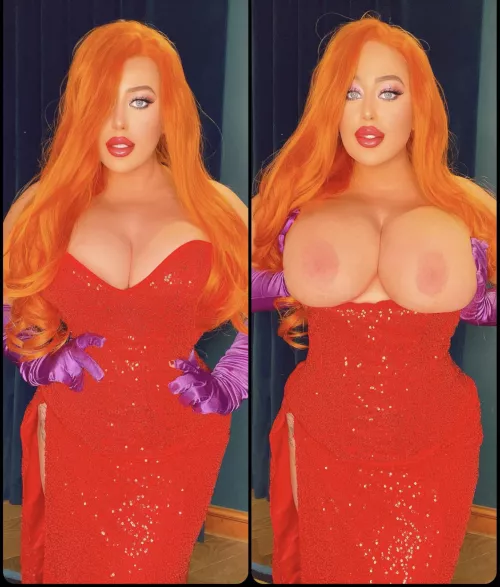 Jessica Rabbit cosplay on/off (by me!)