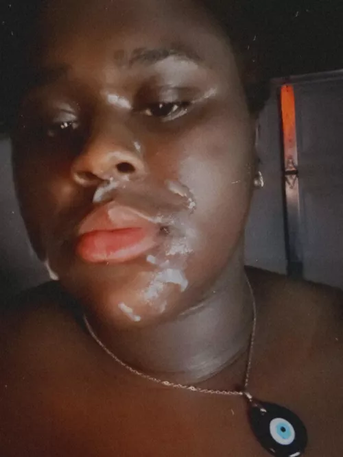 look at my pretty cum covered face