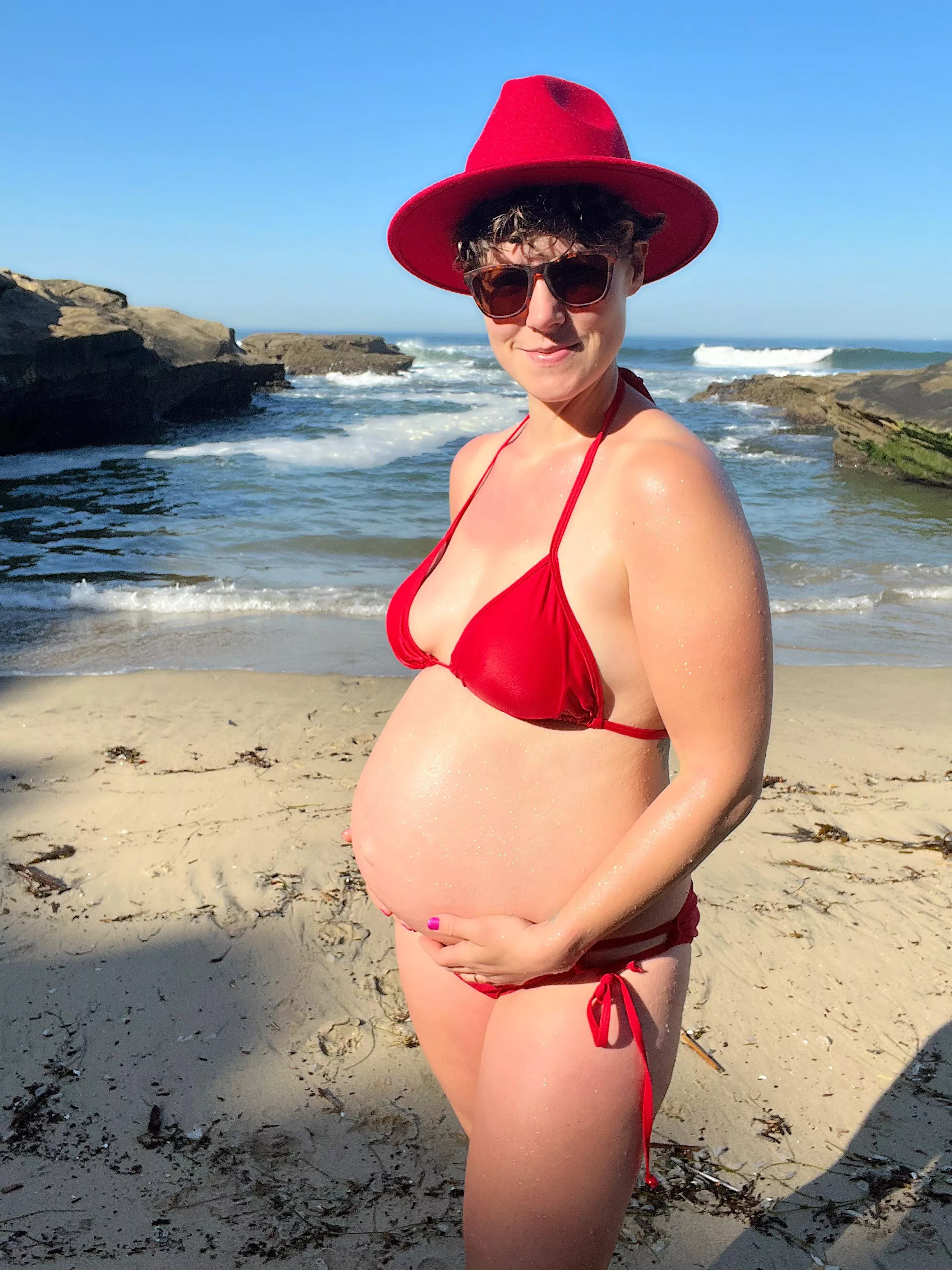 MILF in a red bikini