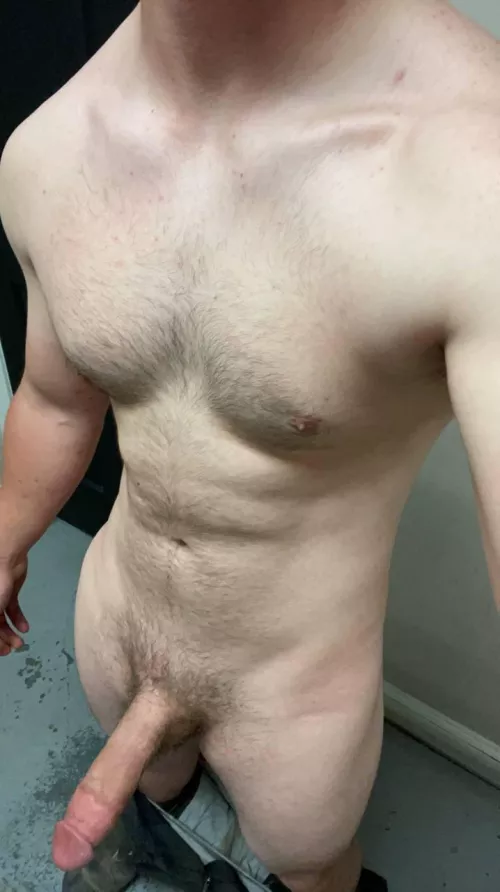 Naked with my cock out at work, would love for someone to see