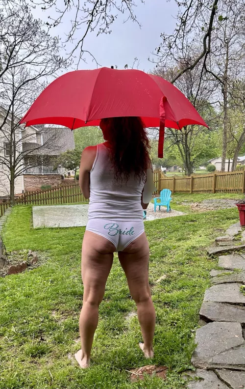A little rain doesn't keep Annie (wife, 54) from enjoying the outdoors...
