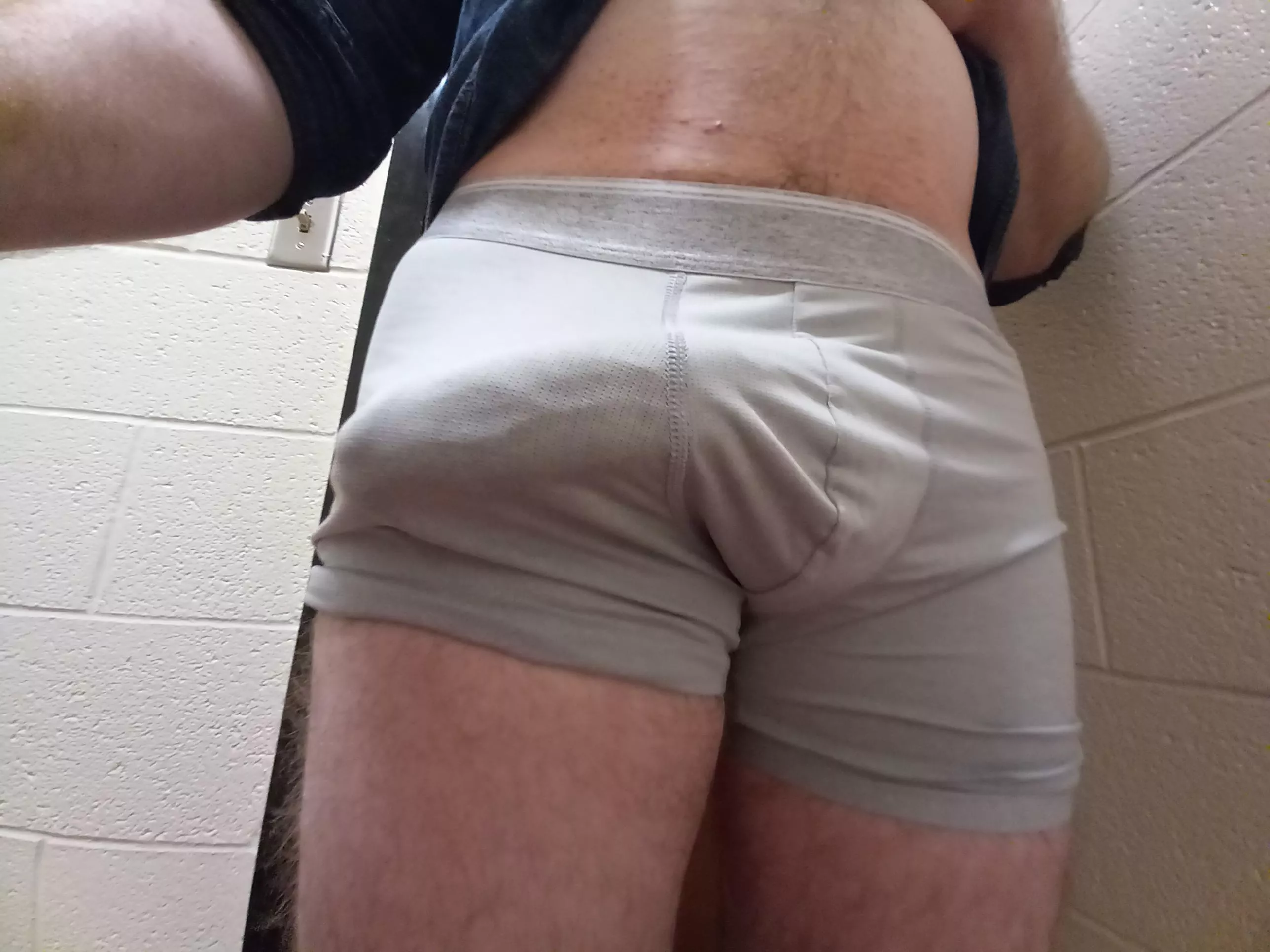 Bulging out at work. Hard to hide my monster.