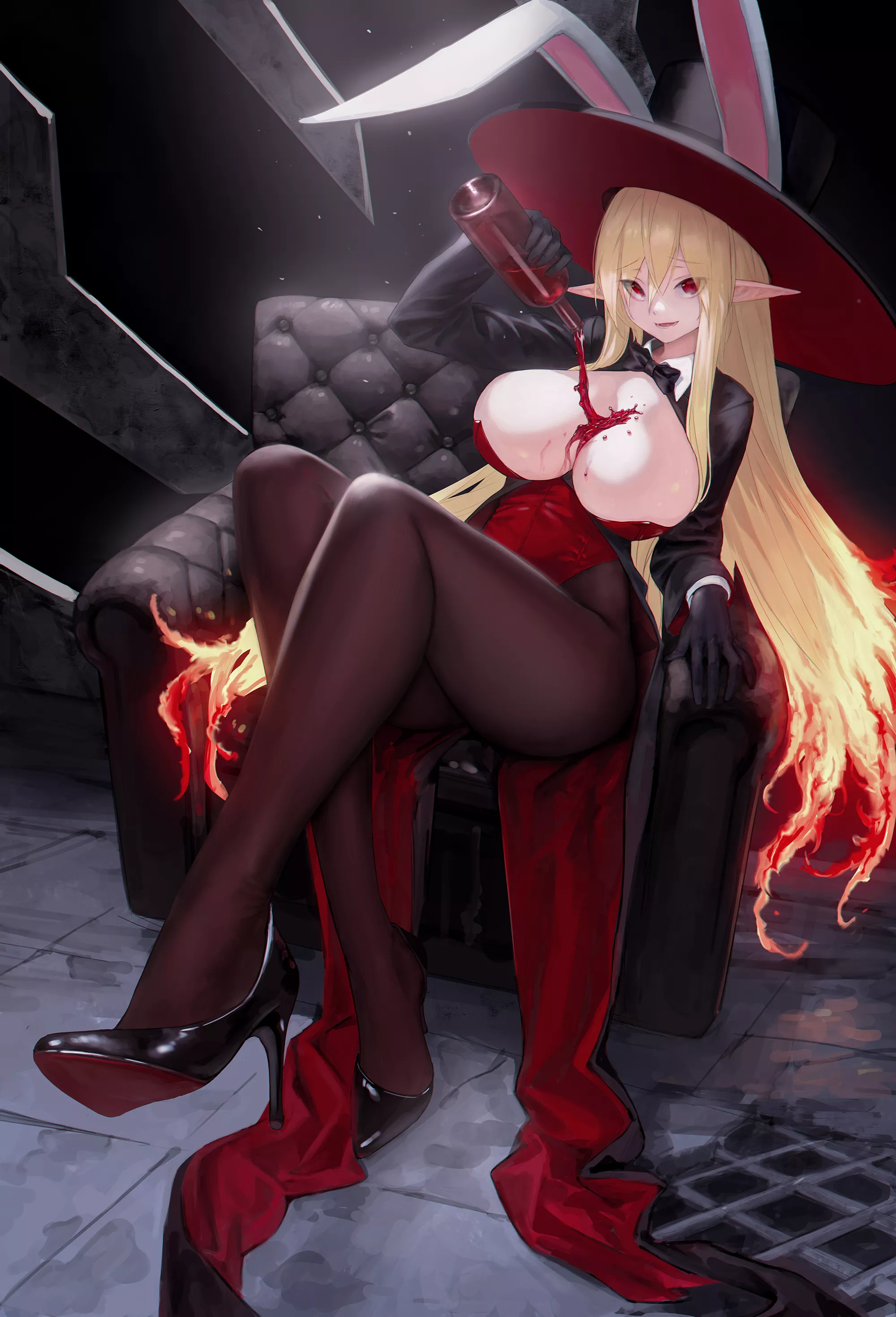 Fortuneteller Rosaura spilling wine over her breasts (Egk513) [Dungeon and Fighter]