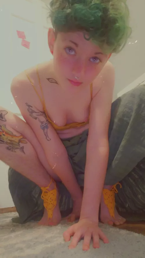 POV: A forest fae stumbles upon you asleep in there moss bed