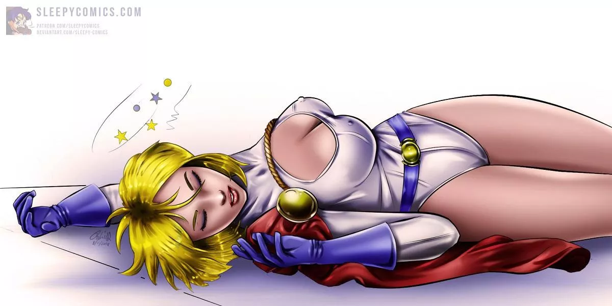 Power girl is unconscious we must now have fun with her